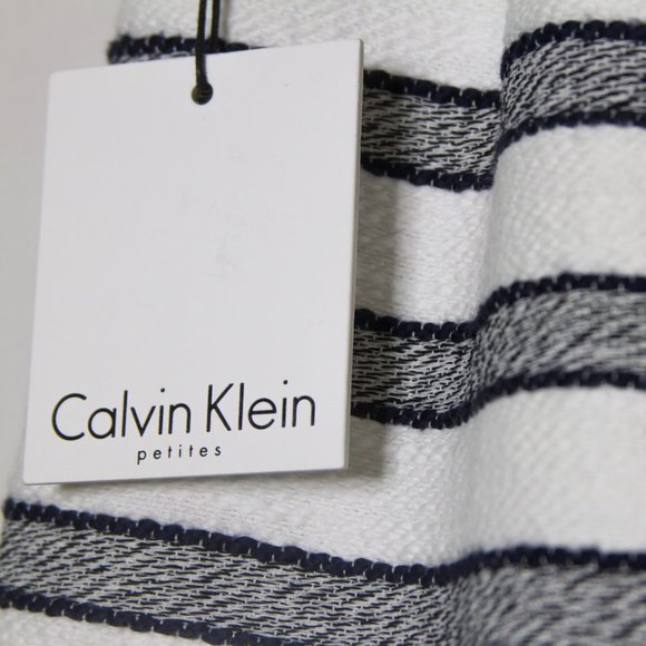 CALVIN KLEIN STRIPED PENCIL SKIRT WHITE AND NAVY - Picture 4 of 11